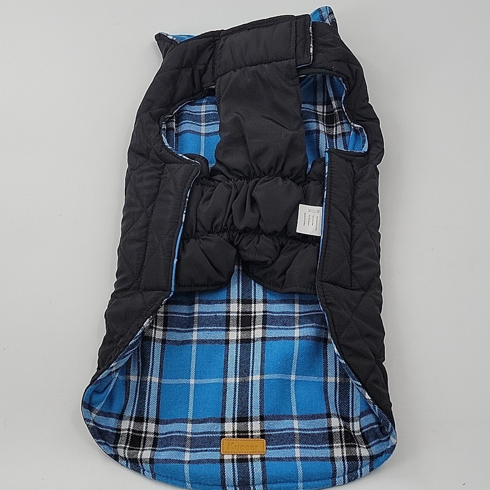 Reversible Black and Blue Plaid Dog Coat NWT - Picture 15 of 16